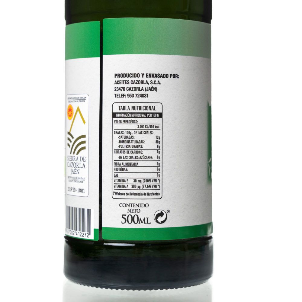 Aceite de Oliva Ecológico. Pack de 12 botellas de 500 ml