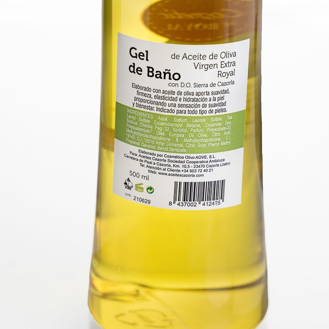 Gel de baño para toda la familia elaborado con aceite de oliva virgen extra Royal con D.O Sierra de Cazorla